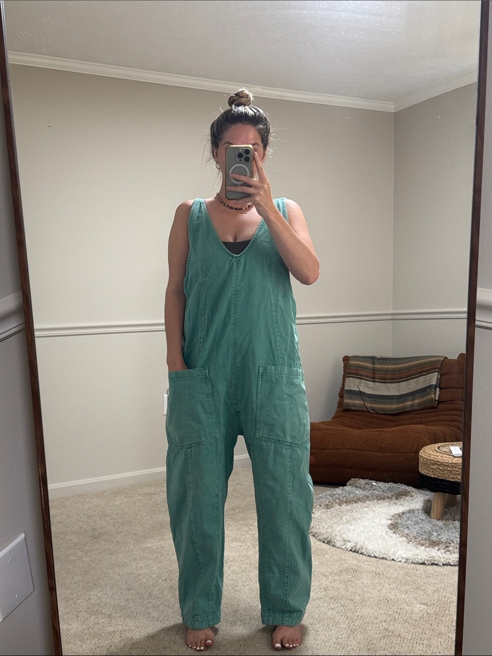 Free People Green Utility Jumpsuit